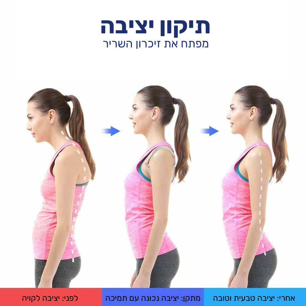 חגורת גב חכמה עם חיישן רטט לתיקון יציבה